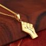 PAURO Stainless Steel Vintage Champion Fist Gold Pendant Titanium Chain Mens Necklace