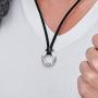 MyNameNecklace Personalized Engraved Circle Shape Pendant Necklace in Sterling Silver 925 with Leather Cord for Men- Custom Jewelry Gift for Him