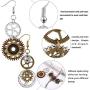 6 Pieces Steampunk Earrings Vintage Clockwork Earrings Clock Gear Earrings Antique Mix-tone Drop Earrings, 6 Styles