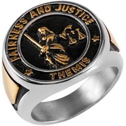 HZMAN Greek goddess Themis stainless steel fashion gold silver vintage mens jewelry ring