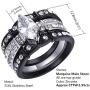 MABELLA Black Wedding Engagement Ring Set Stainless Steel Marquise Cubic Zirconia Gifts for Women