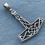 Celtic Knot Asatru Jewelry Mjolnir Norse Viking Thunder Asgard God Thors Hammer Protection Amulet Wealth Luck Money Lucky Charm Safe Travel Talisman Pewter Mens Pendant Necklace w Silver Ball Chain