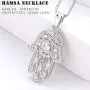 Aniu 925 Sterling Silver Necklace for Women, Hamsa Hand of Fatima Evil Eye Pendant with Cubic Zirconia, Comes with Black Jewelry Gift Box and 18 Inch Chain Aniu 925 Sterling Silver Necklace for Women, Hamsa Hand of Fatima Evil Eye Pendant with Cubic Zirconia, Comes with Black Jewelry Gift Box and 18 Inch Chain