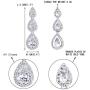 EVER FAITH Silver-Tone Cubic Zirconia Birthstone 3 Tear Drop Dangle Earrings