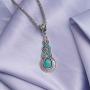 Asooll Bohemian Turquoise Necklace Chain Silver Water Drop Blue Beaded Necklace Pendant Fashion Jewelry for Women