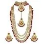 CROWN JEWEL Indian Bridal Wedding Kundan Choker 5 Pcs Pearl Jewelry Necklace Earrings Set for Women CROWN JEWEL Indian Bridal Wedding Kundan Choker 5 Pcs Pearl Jewelry Necklace Earrings Set for Women