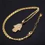 U7 Women 18K Gold Platinum Plated Cubic Zirconia Hand of Fatima Heart Design Lucky Hansa Pendant Necklace