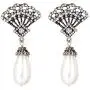 BriLove Womens Vintage Inspired Crystal Simulated Pearl Art Deco Fan Chandelier Dangle Earrings Clear Antique-Gold-Tone BriLove Womens Vintage Inspired Crystal Simulated Pearl Art Deco Fan Chandelier Dangle Earrings Clear Antique-Gold-Tone