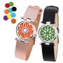 ttstar 2PCS Aromatherapy Essential Oil Diffuser Bracelet Adjustable Genuine Leather Wristband Bracelet with 20 Refill Pads Diffuser Bracelet Gift Set for Women and Girls