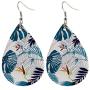 12 Pairs Large African Flamingo Leather Dangle Earring Teardrop Lightweight Leaf Pattern Leather Earrings Handmade Bohemian Exquisite Pendant Earrings for Women Girls
