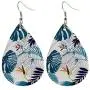 12 Pairs Large African Flamingo Leather Dangle Earring Teardrop Lightweight Leaf Pattern Leather Earrings Handmade Bohemian Exquisite Pendant Earrings for Women Girls
