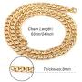 Men Gold Necklace Chain, Gold Plated Figaro Chain Link, Stainless Steel 8mm Wide Curb Hip Hop Chian Necklace 24Inch