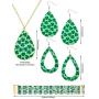 Yaomiao 4 Pieces St. Patricks Day Jewelry Set Shamrock Print Necklace Multi-Layer Bracelet and Faux Leather Dangle Earrings