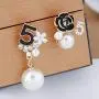 Faux Imitation Pearl White Black Floral Dangle Drop Earrings Studs Faux Imitation Pearl White Black Floral Dangle Drop Earrings Studs