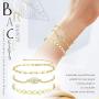 FIBO STEEL 5 Pcs Dainty Gold Bracelets for Women Layered Cute Evil Eye Beaded Ball Paper Clip Disc Chain Bracelet Jewelry Set Elastic Adjustable