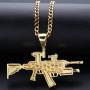 Moca Jewelry Iced Out Sniper Gun Shape Pendant 18K Gold Plated Chain Bling CZ Simulated Diamond Hip Hop Necklace for Men Women