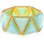 Alilang Mint Green Egyptian Pyramid Style Statement Bracelet With Golden Toned Accents