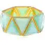 Alilang Mint Green Egyptian Pyramid Style Statement Bracelet With Golden Toned Accents Alilang Mint Green Egyptian Pyramid Style Statement Bracelet With Golden Toned Accents