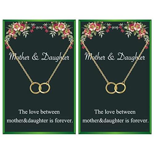 Your Always Charm Mothers Day Necklace Mother Daughter Necklace for 2 Interlocking Circles Necklace for Mother & Daughter Mothers Day Jewelry Gifts Birthday Gift