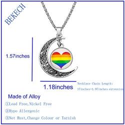 BEKECH Gay Pride Rainbow Necklace Crescent Moon Charm Rainbow Pendant Necklace Gay & Lesbian LGBT Pride Gifts Rainbow Jewelry LGBT Jewelry Lesbian Gift