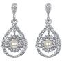 EVER FAITH Rhinestone Crystal Simulated Pearl Wedding Bride Teardrop Dangle Earrings Clear Silver-Tone