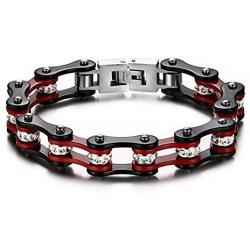Stainless Steel Motorcycle Bike Biker Link Chain Crystal Rhinestones Bracelets for Women Men