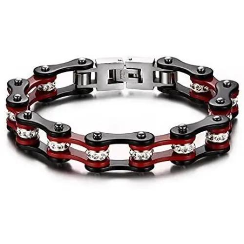Stainless Steel Motorcycle Bike Biker Link Chain Crystal Rhinestones Bracelets for Women Men Stainless Steel Motorcycle Bike Biker Link Chain Crystal Rhinestones Bracelets for Women Men
