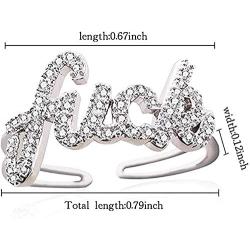EXGOX 18K Gold Plated Open Ring Hypoallergenic Cubic Zirconia Statement Ajustable Personalized Rings with Gift Box
