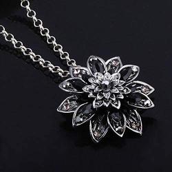 Black Dahlia Necklace,Crystal Jewelry Flower Pendant for Women Gift Custume Accessory