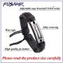 Fusamk Fashion Religious Cross Tag Bangle Leather Wristband Rope Link Bracelet