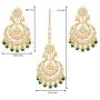 Aheli Bollywood Ethnic Chandbali Style Earrings Maang Tikka Set Traditional Fashion Jewelry for Women