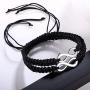 RAMESON 2Pcs Infinity Distance Couple Braided Handcrafted His and Hers Bracelet Adjustable Lovers Bracelet Forever Friend