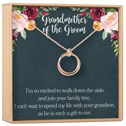 Dear Ava Grandmother of the Groom Gift Necklace - 2 Symmetrical Linked Circle Necklace is the Perfect Wedding, Bridal Party or Rehearsal Dinner Gift - Grandmother Jewelry Charm Comes in Rose Gold Plated Brass