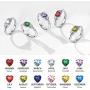 ChicSilver 6mm Heart Shape Sparkling Birthstone White Gold Plated 925 Sterling Silver Celtic Knot Ring Adjustable(with Gift Box)