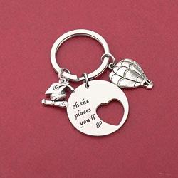 Oh The Places Youll Go Keychain Hot Air Balloon Charm Class of 2019 Graduation Gift