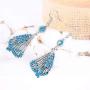 Bohemian Vintage Dangle Earrings Retro Rhinestone Earrings Antique Silver Ethnic Gypsy Tribal Indian Bollywood Crystal Drop Earrings Jewelry for Women Girls