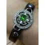 Mini Snap Jewelry Brown Rhinestone Halo Magnetic Leather Bracelet Holds 12mm Snaps