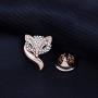 KENYG Lovely Rhinestone Fox Brooches Pins Women Shirt Collar Decoration Jewellery 2 PCS