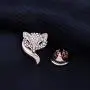 KENYG Lovely Rhinestone Fox Brooches Pins Women Shirt Collar Decoration Jewellery 2 PCS