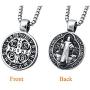 Mens St Benedict Exorcism Pendant Necklace Stainless Steel Catholic Roman Cross Demon Protection Ghost Hunter