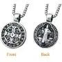 Mens St Benedict Exorcism Pendant Necklace Stainless Steel Catholic Roman Cross Demon Protection Ghost Hunter Mens St Benedict Exorcism Pendant Necklace Stainless Steel Catholic Roman Cross Demon Protection Ghost Hunter