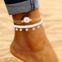 Boho String Ankle Bracelets for Women Adjustable Waterproof Rope Braided Coin Anklets Summer Beach Foot Jewelry Gifts