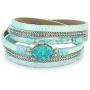 FANCY SHINY Leather Wrap Bracelet Boho Cuff Bracelets Crystal Bead Bracelet with Magnetic Clasp Jewelry Gifts for Women Teen Girls