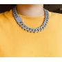 Fantex 20mm Iced Out Luxury Cuban Link Chain, Full Pave Shiny 5A Lab Diamond Hip Hop Gold Plated Necklace with Box Clasp for Men Women