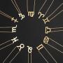 HOLY KT 12 Constellation Zodiac Pendant Necklace Astrology Gold Tone Chain with Gold Message Card for Women Jewelry