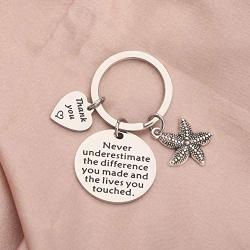 AKTAP Thank You Gift Starfish Bracelet Never Underestimate The Different You Made and The Lives You Touched Appreciation Gift for Social Worker VolunteerTeacher Employee