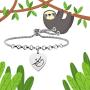BEKECH Cute Sloth Bracelet Animal Sloth Pendant Slider Bracelet Friendship Sloths Jewelry Gifts for Sloth Lover Animal Lover