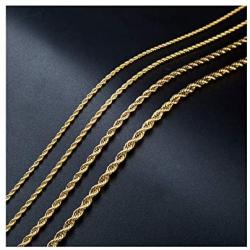 SANNYRA 2MM 3MM 4MM 5MM Gold Plated Twist Chain Necklace Stainless Steel Necklace 16-38 Inches Women Mens Jewellery