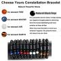T.F.L 8mm Natural Black Onyx Stone Zodiac Charm Constellation Beads Bracelet for Men Women 7.08'', Adjustable Size