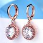 GULICX Womens Rose Gold Electroplated Zircon Vintage Style Round Hoop Earrings Dangle Leverback